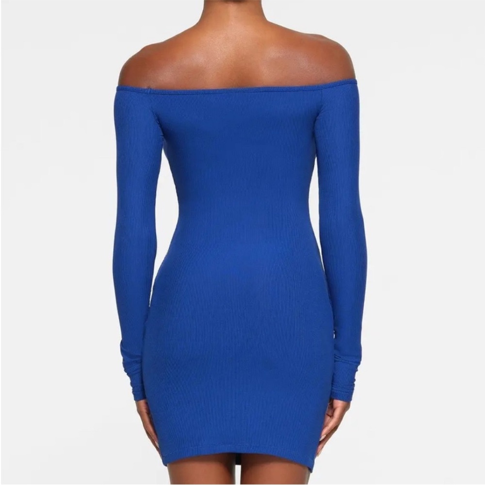 SKIMS SOFT LOUNGE OFF THE SHOULDER DRESS COBALT 3X - Picture 2 of 4